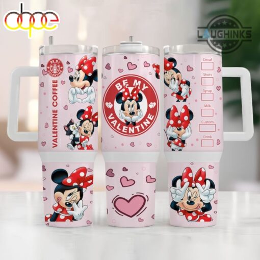 mickey mouse starbucks cup valentine disney cartoon custom stanley quencher 40oz stainless steel tumbler with handle okdsl