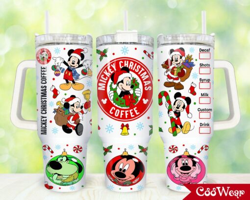 mickey the mouse disney cartoon custom stanley quencher 40oz stainless steel tumbler with handle wirl0