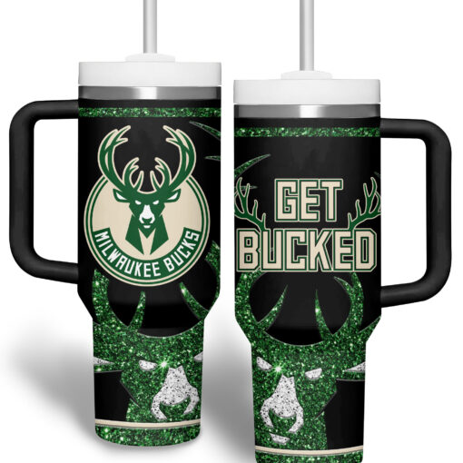 milwaukee bucks nba custom stanley quencher 40oz stainless steel tumbler