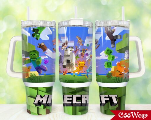 minecraft games custom stanley quencher 40oz stainless steel tumbler with handle twgpe