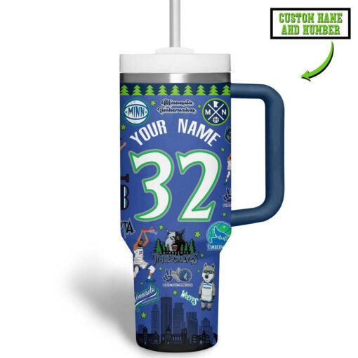 minnesota timberwolves nba custom stanley quencher 40oz stainless steel tumbler bqufp