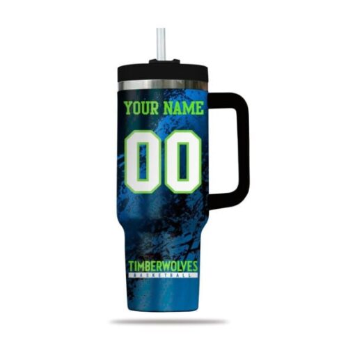 minnesota timberwolves nba custom stanley quencher 40oz stainless steel tumbler with handle opqvf