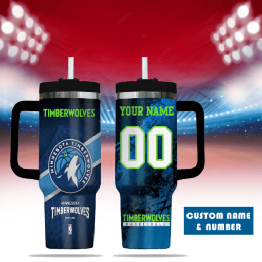 minnesota timberwolves nba custom stanley quencher 40oz stainless steel tumbler with handle xtnoj 1