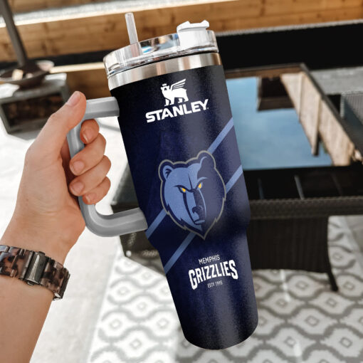 nba memphis grizzlies custom stanley quencher 40oz stainless steel tumbler with handle ddlag 1