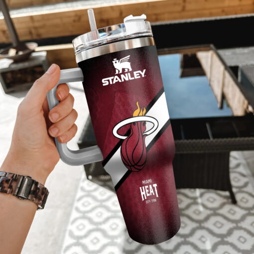 nba miami heat custom stanley quencher 40oz stainless steel tumbler with handle rjyoe