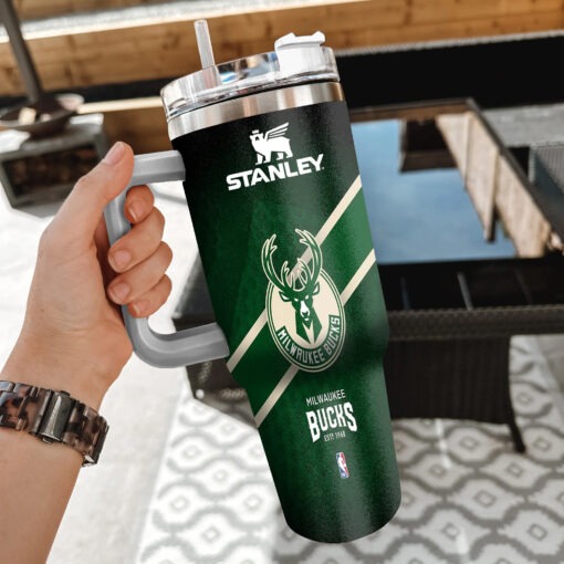 nba milwaukee bucks custom stanley quencher 40oz stainless steel tumbler with handle si91s 1