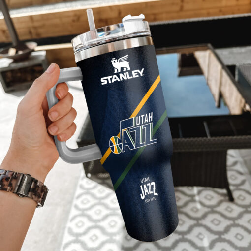 nba utah jazz custom stanley quencher 40oz stainless steel tumbler with handle y5k2q 1