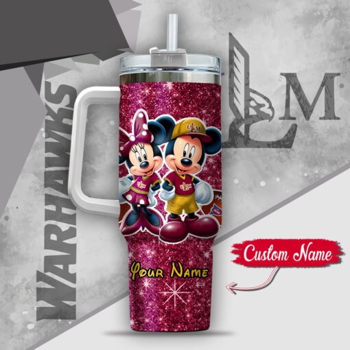 ncaa louisiana monroe warhawks mickey and minnie couple custom stanley quencher 40oz stainless steel tumbler with handle dglkm