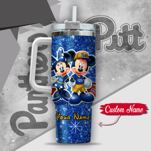 ncaa pittsburgh panthers mickey and minnie couple custom stanley quencher 40oz stainless steel tumbler with handle ziacm