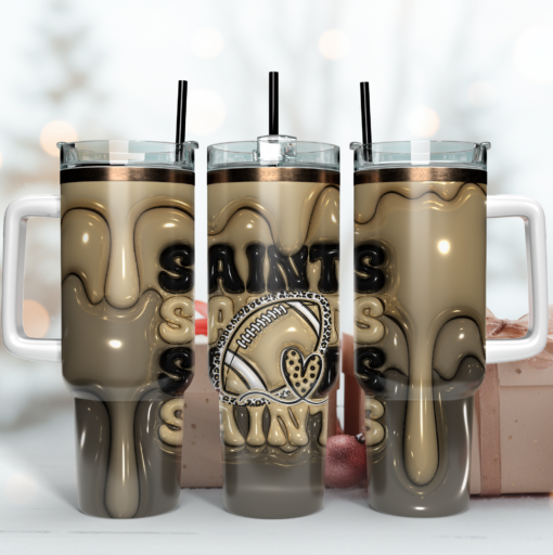 new orleans saints nfl 3d inflated puff effect custom stanley quencher 40oz stainless steel tumbler with handle vayf3