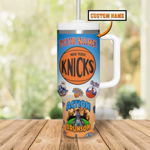 new york knicks nba custom stanley quencher 40oz stainless steel tumbler 2udw1