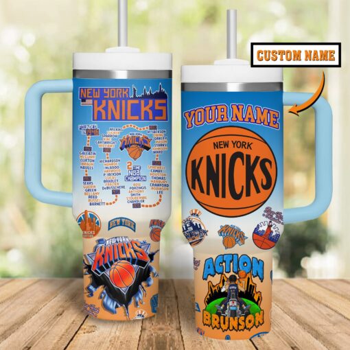 new york knicks nba custom stanley quencher 40oz stainless steel tumbler lqiyt 1