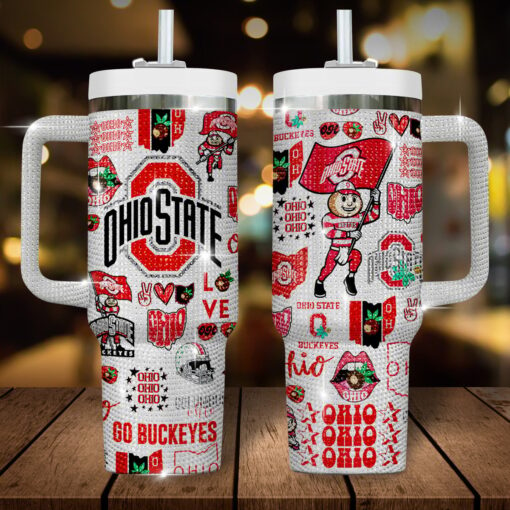 ohio state buckeyes bling ncaa custom stanley quencher 40oz stainless steel tumbler ucku2 1