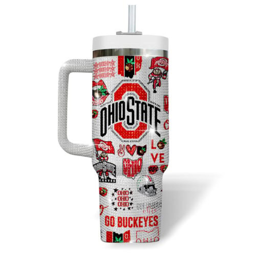 ohio state buckeyes bling ncaa custom stanley quencher 40oz stainless steel tumbler udvcp