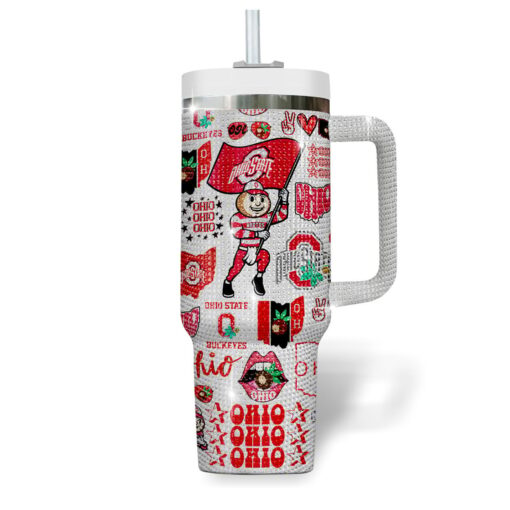 ohio state buckeyes bling ncaa custom stanley quencher 40oz stainless steel tumbler