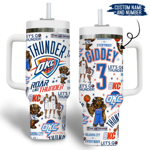 oklahoma city thunder nba custom stanley quencher 40oz stainless steel tumbler r79rr