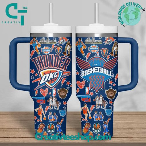 oklahoma city thunder nba custom stanley quencher 40oz stainless steel tumbler with handle coomb