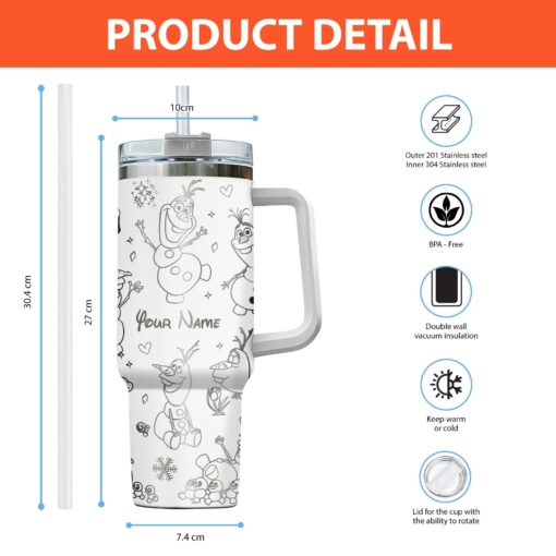 olaf frozen disney cartoon custom stanley quencher 40oz stainless steel tumbler with handle rfo1o