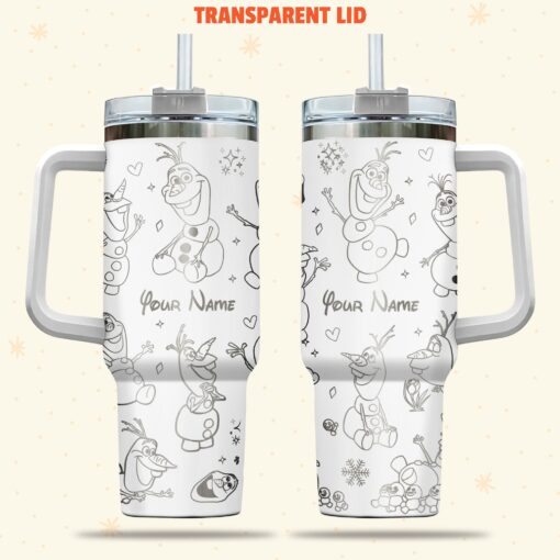 olaf frozen disney cartoon custom stanley quencher 40oz stainless steel tumbler with handle yfyxg 1