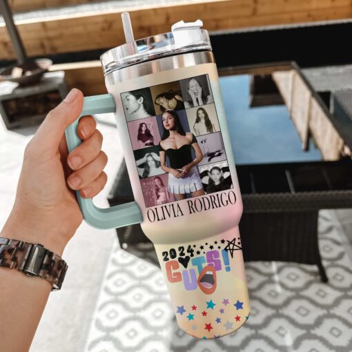 olivia rodrigo music custom stanley quencher 40oz stainless steel tumbler with handle