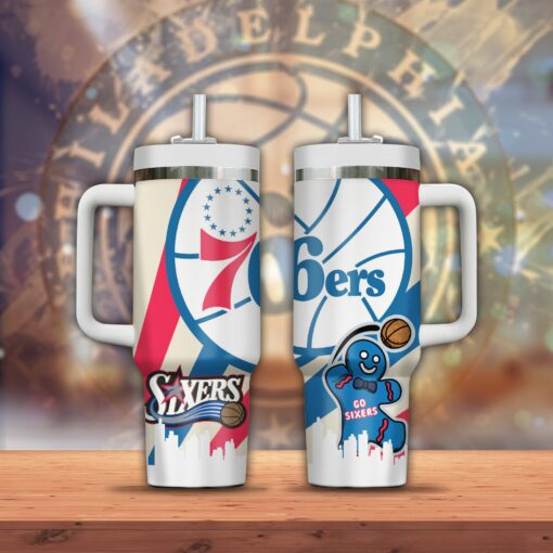 philadelphia 76ers nba custom stanley quencher 40oz stainless steel tumbler lzot9 1