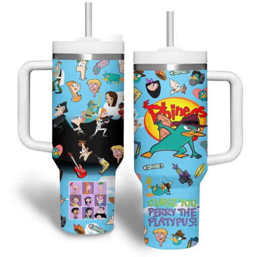 phineas and ferb tv series custom stanley quencher 40oz stainless steel tumbler zesqr 1