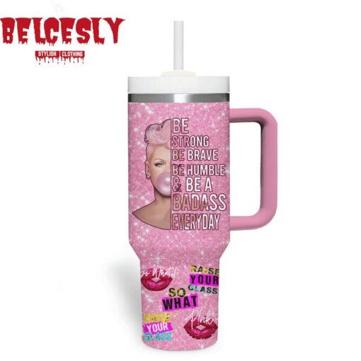 pink music custom stanley quencher 40oz stainless steel tumbler with handle qjlz6