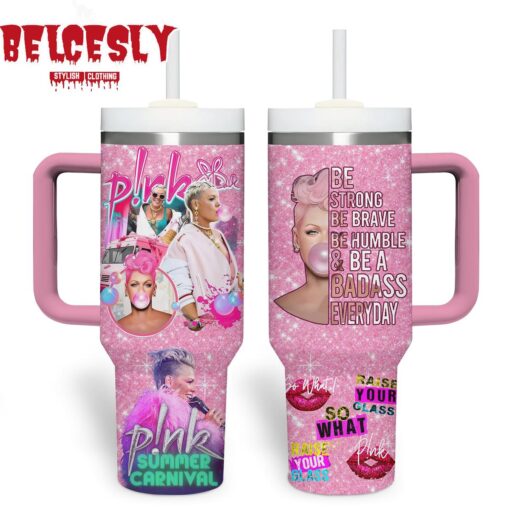 pink music custom stanley quencher 40oz stainless steel tumbler with handle uzqly