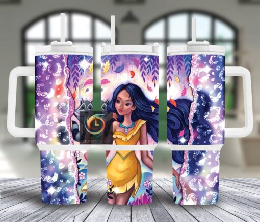 pocahontas disney cartoon custom stanley quencher 40oz stainless steel tumbler with handle lsbow