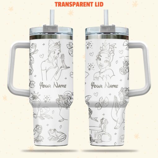 princess and the frog disney cartoon custom stanley quencher 40oz stainless steel tumbler with handle vsg7h 1