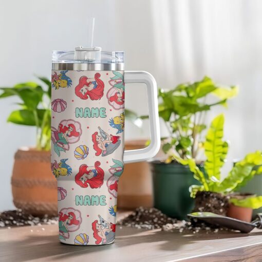 princess ariel the little mermaid disney cartoon custom stanley quencher 40oz stainless steel tumbler with handle bwl9r