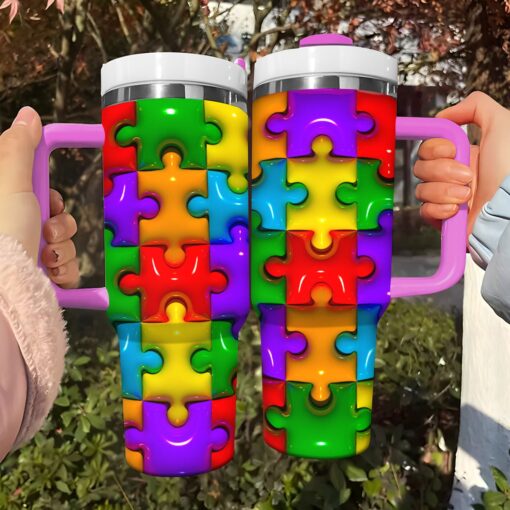 puffy puzzle custom stanley quencher 40oz stainless steel tumbler with handle psdi9 1