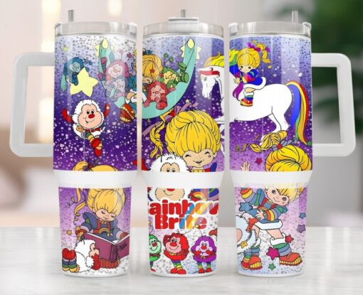 rainbow brite cartoon custom stanley quencher 40oz stainless steel tumbler with handle jtbdg