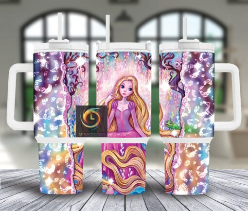 rapunzel tangled disney cartoon custom stanley quencher 40oz stainless steel tumbler with handle apk1r