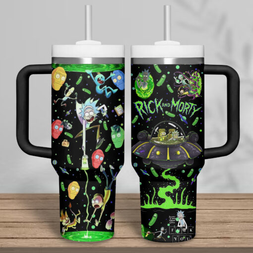 rick and morty tv series custom stanley quencher 40oz stainless steel tumbler