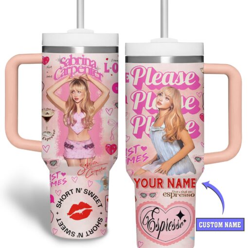 sabrina carpenter music custom stanley quencher 40oz stainless steel tumbler with handle nkvdl