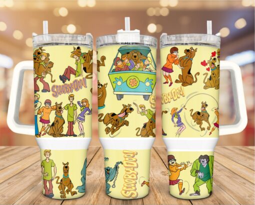 scooby dog cartoon custom stanley quencher 40oz stainless steel tumbler with handle oclzy