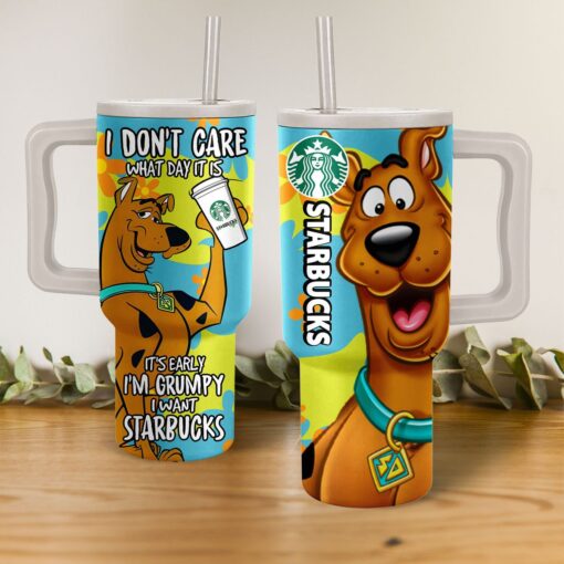 scooby doo starbucks cartoon custom stanley quencher 40oz stainless steel tumbler with handle 3kdni 1