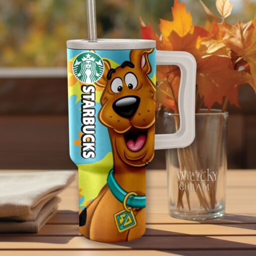 scooby doo starbucks cartoon custom stanley quencher 40oz stainless steel tumbler with handle khljv