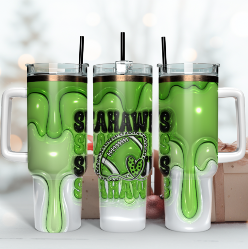 seattle seahawks nfl 3d inflated puff effect custom stanley quencher 40oz stainless steel tumbler with handle piw6w