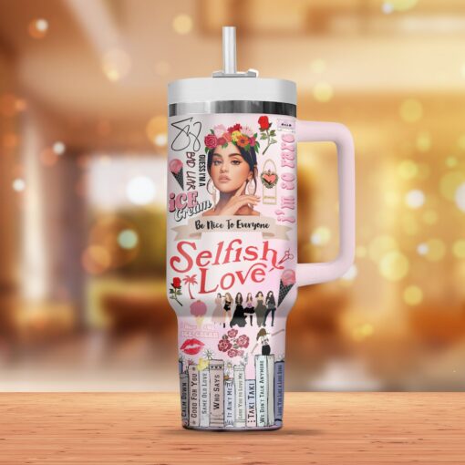 selena gomez music custom stanley quencher 40oz stainless steel tumbler with handle qsqfd