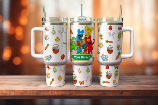 sesame street tv series custom stanley quencher 40oz stainless steel tumbler nr8zy