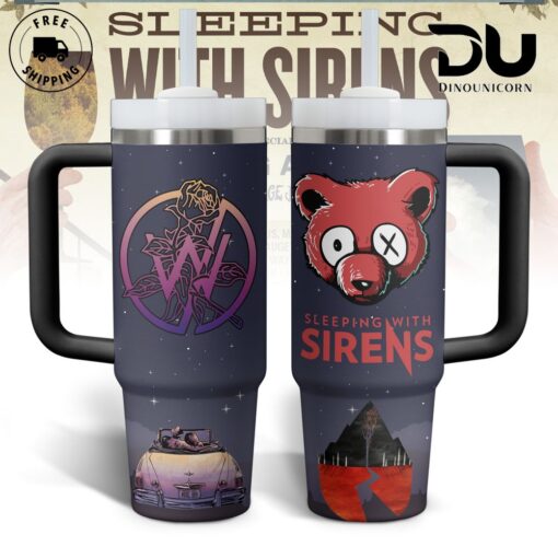 sleeping with sirens music custom stanley quencher 40oz stainless steel tumbler with handle 2fham 1