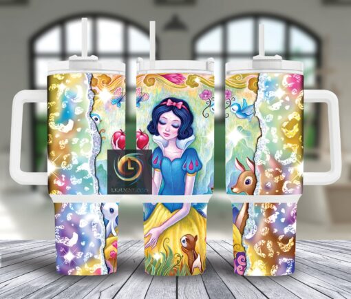 snow white disney cartoon custom stanley quencher 40oz stainless steel tumbler with handle nzge8