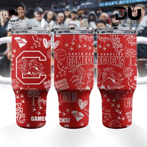 south carolina gamecocks 2024 ncaa custom stanley quencher 40oz stainless steel tumbler with handle 4qcuj 1