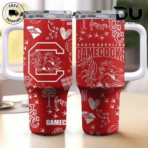 south carolina gamecocks 2024 ncaa custom stanley quencher 40oz stainless steel tumbler with handle b43ej