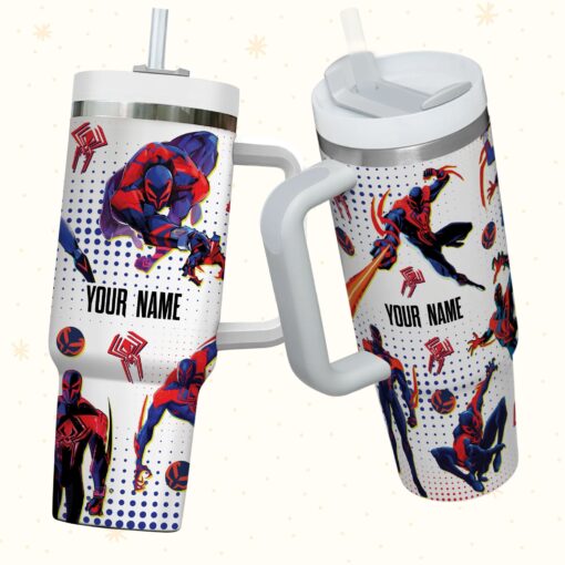 spiderman 2099 marvel cartoon custom stanley quencher 40oz stainless steel tumbler with handle rbtjf