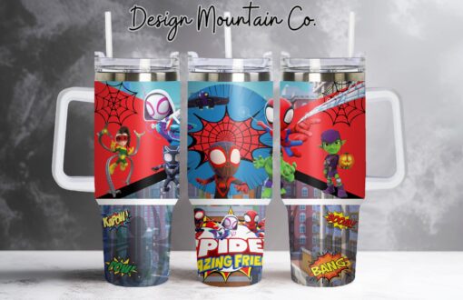 spidey and his amazing friends disney cartoon custom stanley quencher 40oz stainless steel tumbler with handle wawuq