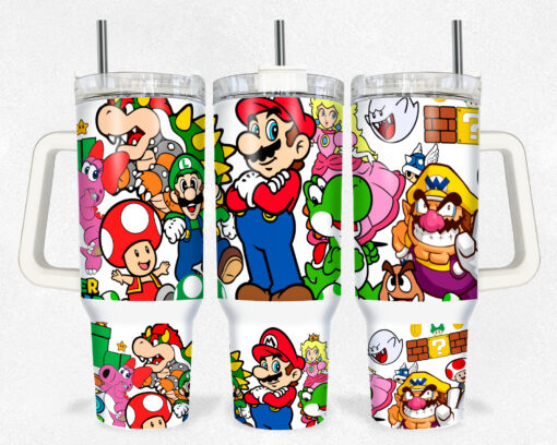 super mario bros games custom stanley quencher 40oz stainless steel tumbler with handle aff8c