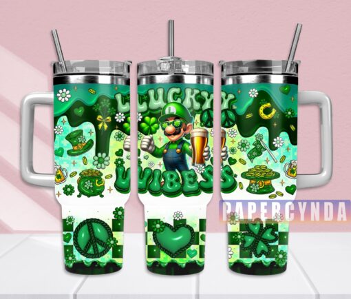 super mario custom stanley quencher 40oz stainless steel tumbler with handle 9k1c0